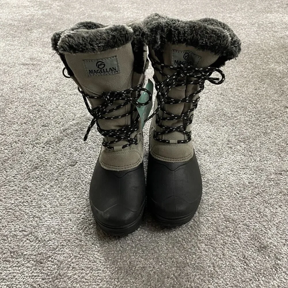 Magellan Outdoors Womens Suede Pac Outdoor Boots Size 6 B Gray Black New NWT